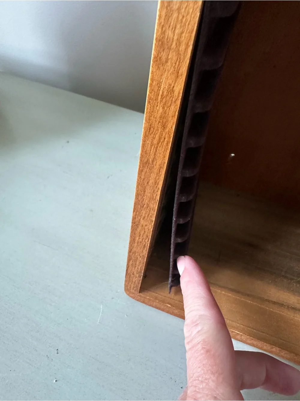 Vintage wood dove tail compact disc cd holder